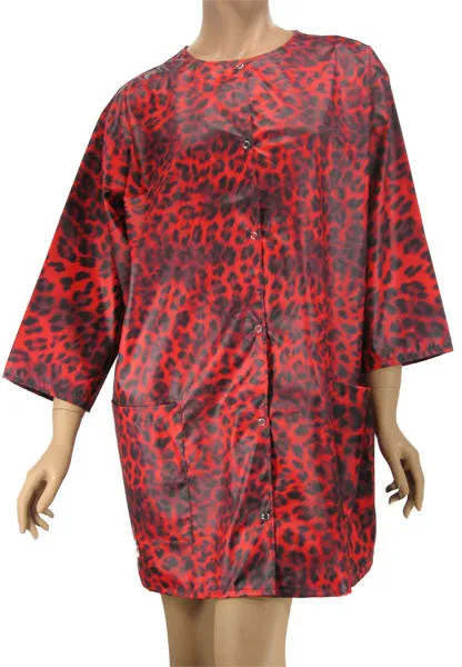 Plus Size Hair Dresser Jacket In Red Leopard