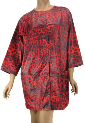 Plus Size Hair Dresser Jacket In Red Leopard