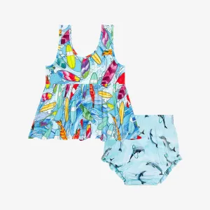 Posh Peanut Wave V-Neck Tank Top Peplum & Bloomer Set