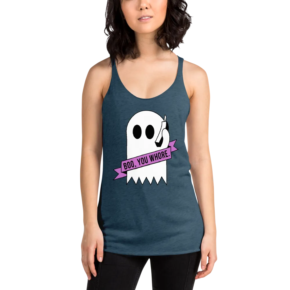 pound coach "boo, you whore." Triblend Racerback Tank