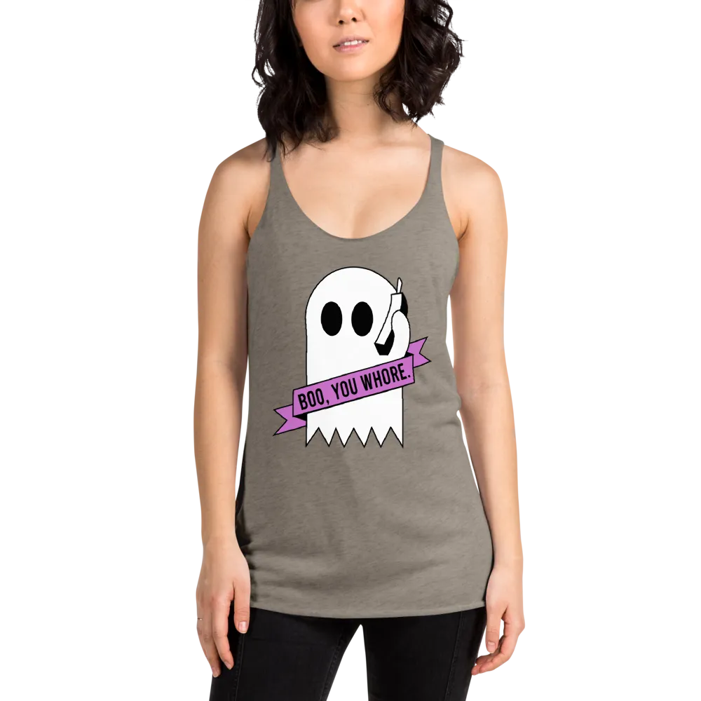 pound coach "boo, you whore." Triblend Racerback Tank