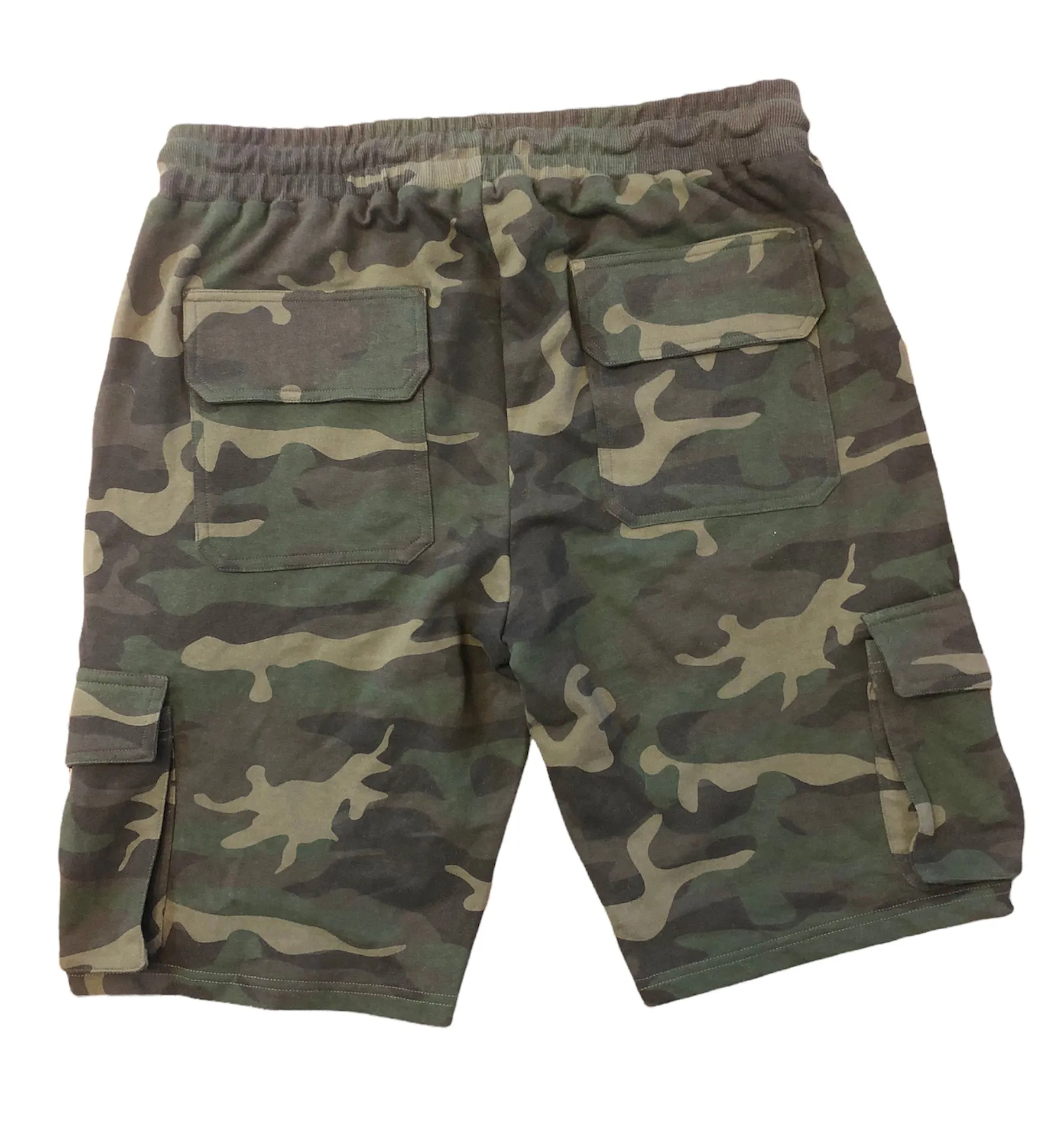 Pre-Order Men's French Terry Cotton Wholesale Military Green Camo Cargo Shorts