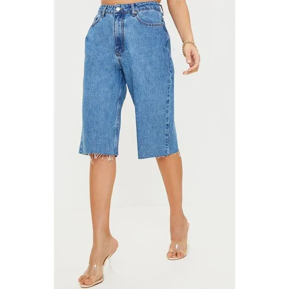 Pretty Little Thing Raw Hem Baggy Boyfriend Shorts US 6
