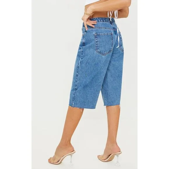 Pretty Little Thing Raw Hem Baggy Boyfriend Shorts US 6