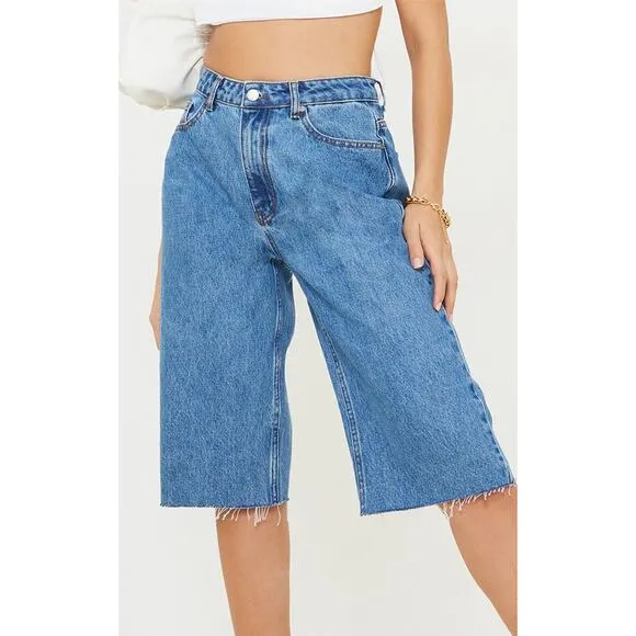 Pretty Little Thing Raw Hem Baggy Boyfriend Shorts US 6