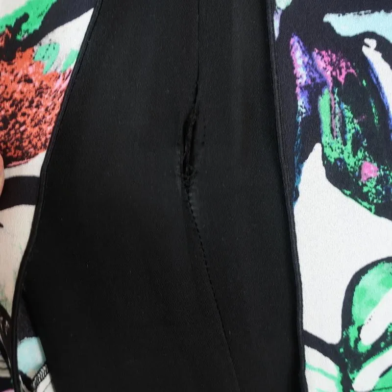 Proenza Schouler Dress White Tropical Print Silk Size 4 Short Sleeve Shift