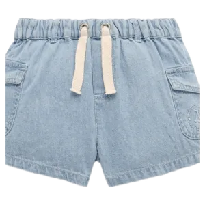 Pull On Denim Shorts - Faded Denim