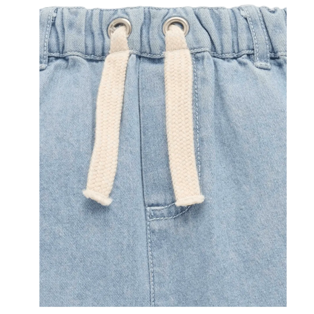 Pull On Denim Shorts - Faded Denim