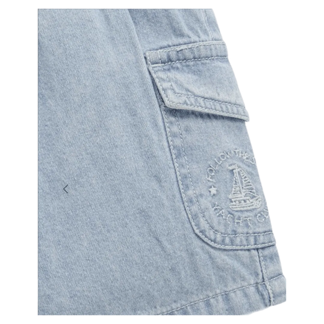 Pull On Denim Shorts - Faded Denim