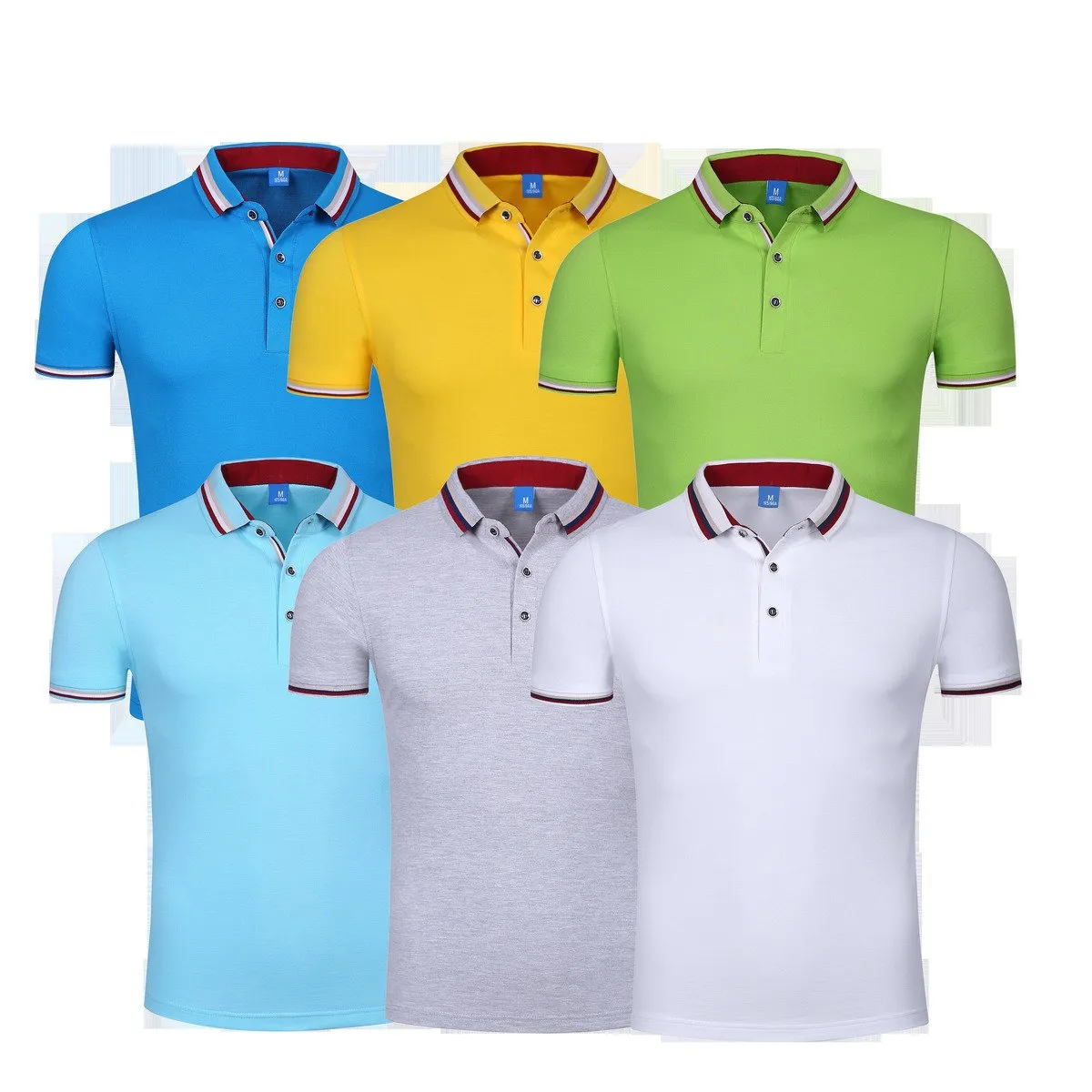 Pure Cotton Short-Sleeved Polo Shirt With Colourful Striped Collar