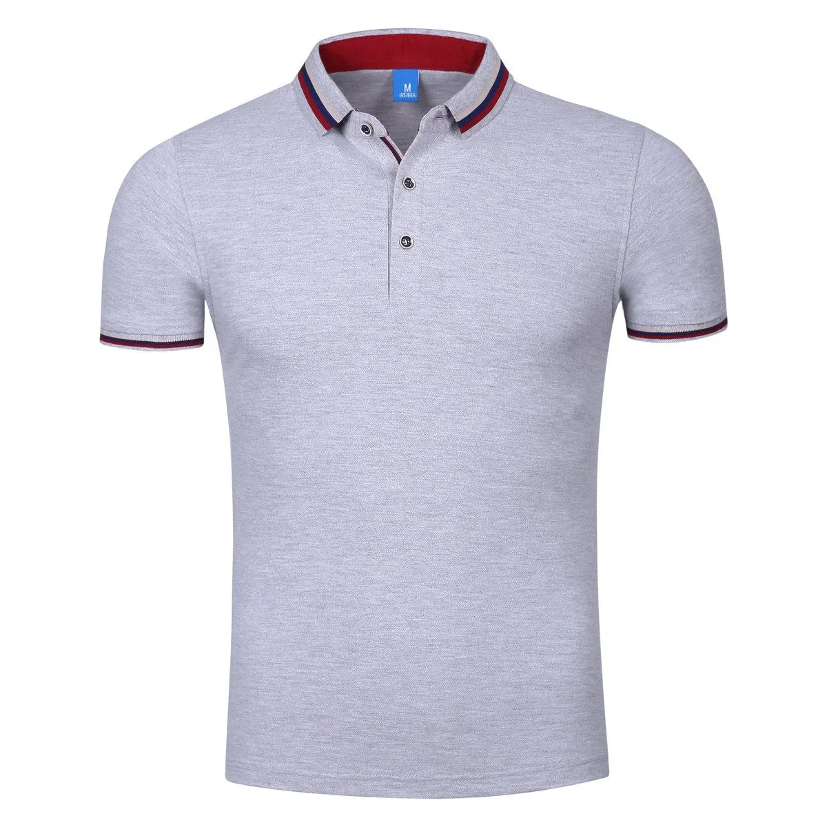 Pure Cotton Short-Sleeved Polo Shirt With Colourful Striped Collar