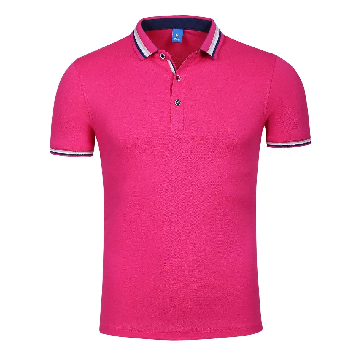 Pure Cotton Short-Sleeved Polo Shirt With Colourful Striped Collar