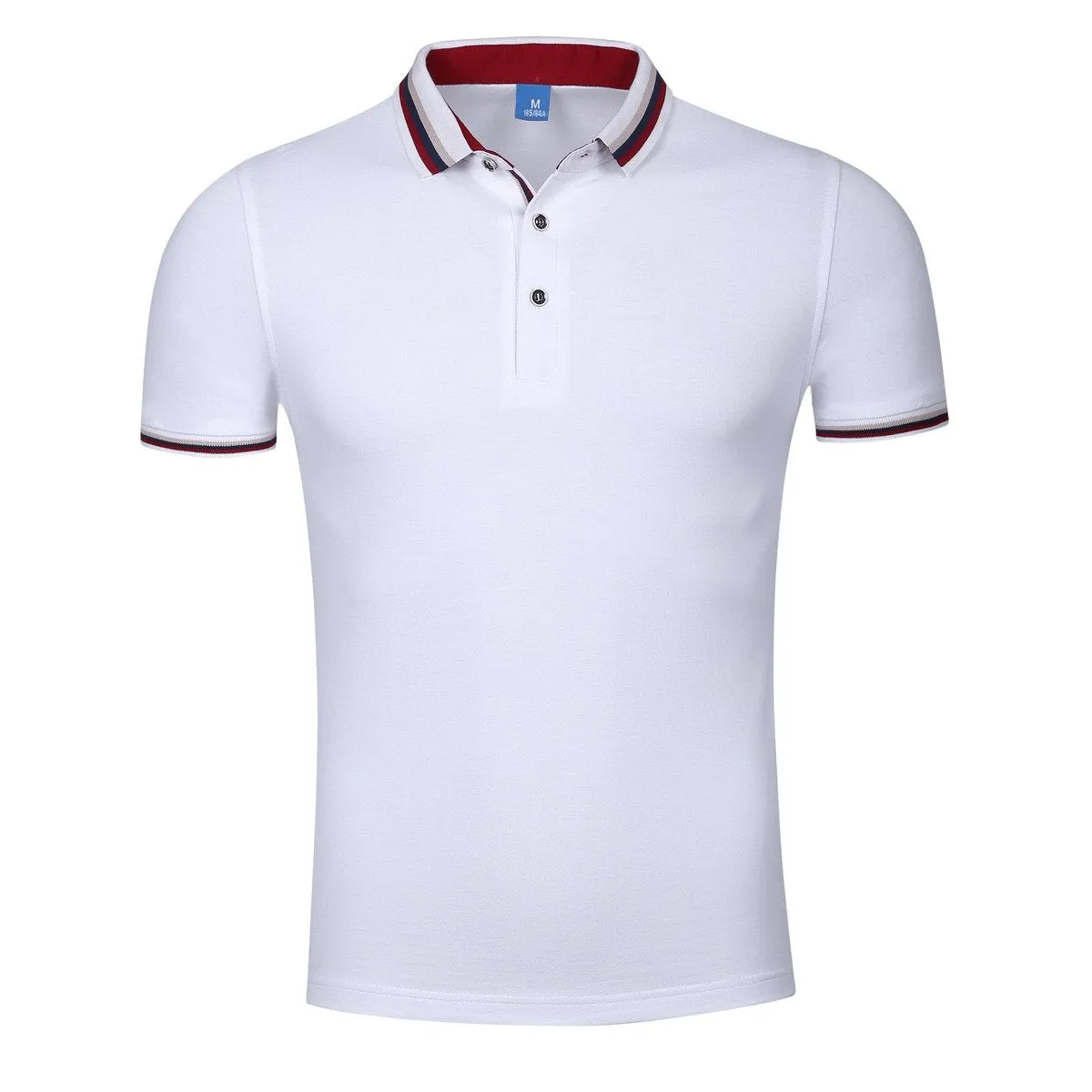 Pure Cotton Short-Sleeved Polo Shirt With Colourful Striped Collar