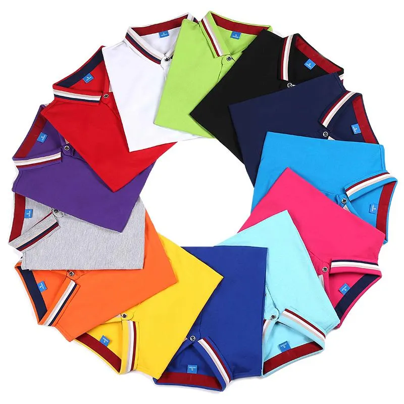 Pure Cotton Short-Sleeved Polo Shirt With Colourful Striped Collar