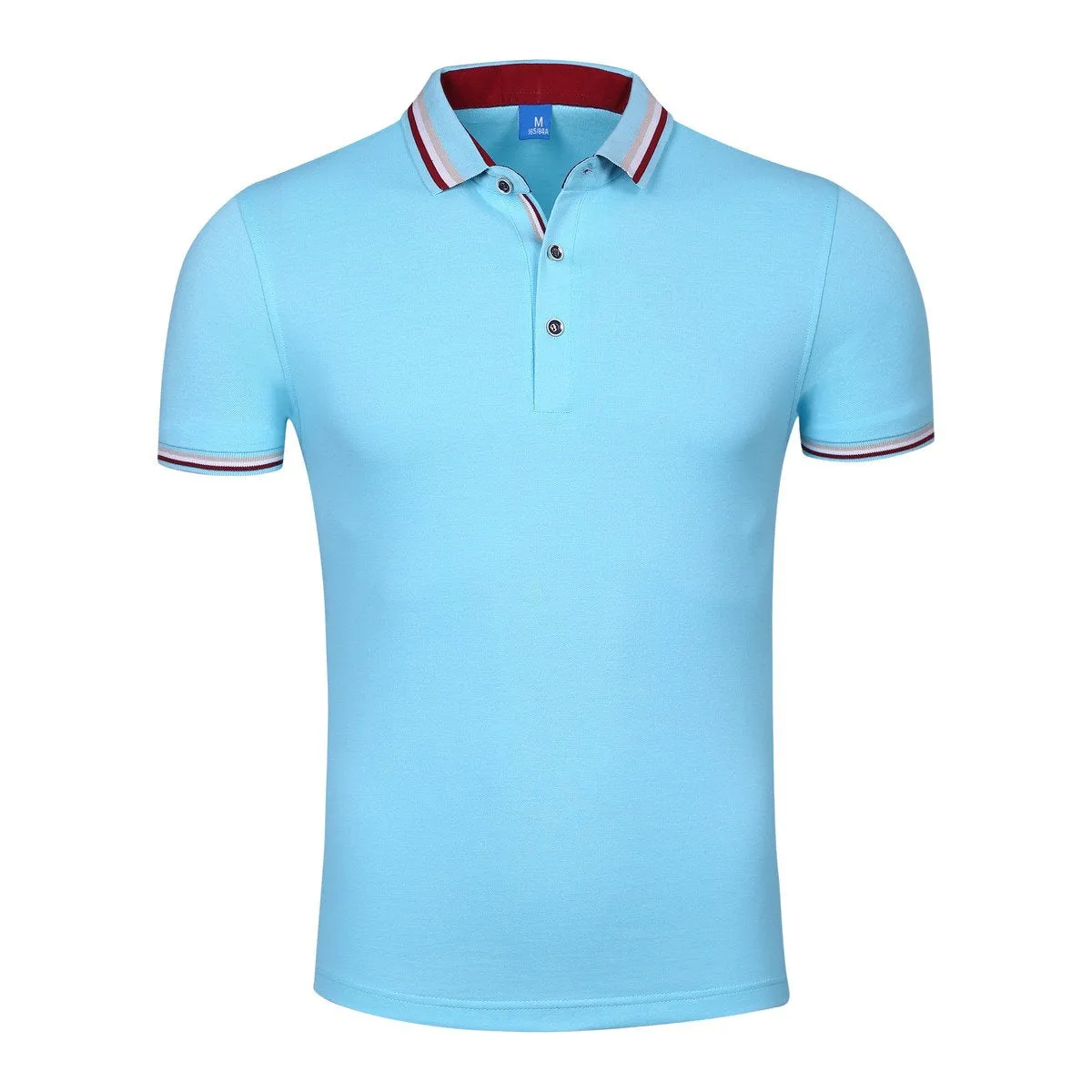 Pure Cotton Short-Sleeved Polo Shirt With Colourful Striped Collar