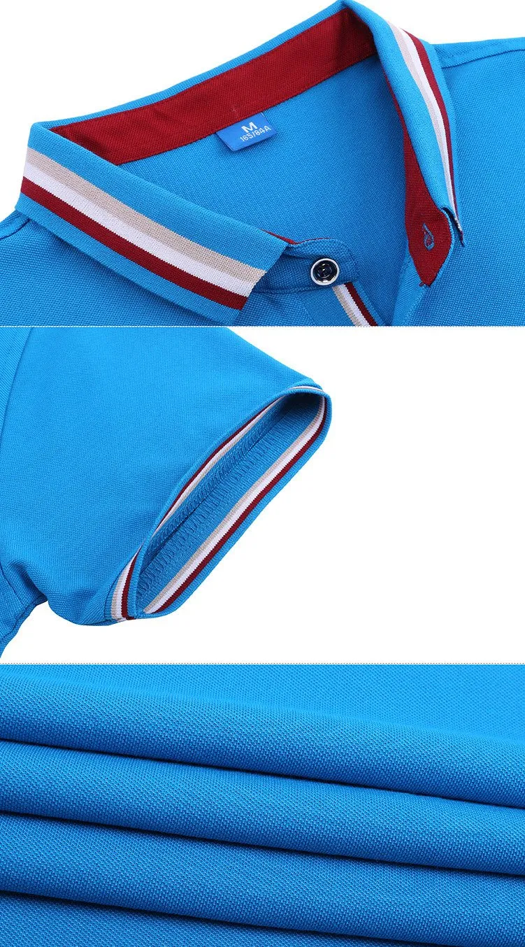 Pure Cotton Short-Sleeved Polo Shirt With Colourful Striped Collar