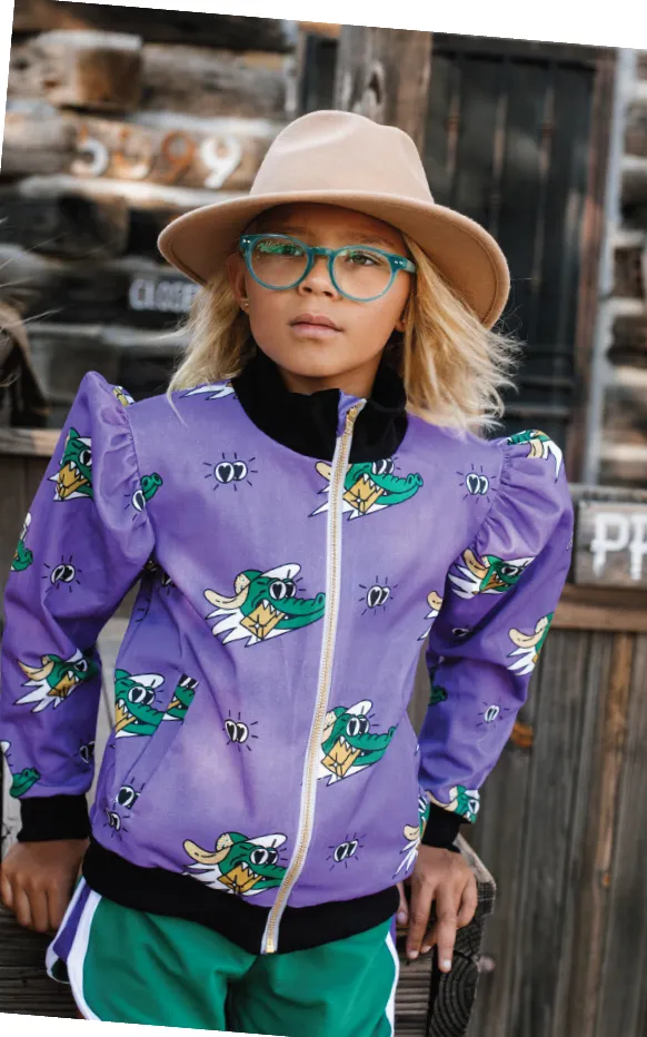 Purple Denim Gator Bomber - HURRY! Only 2 left