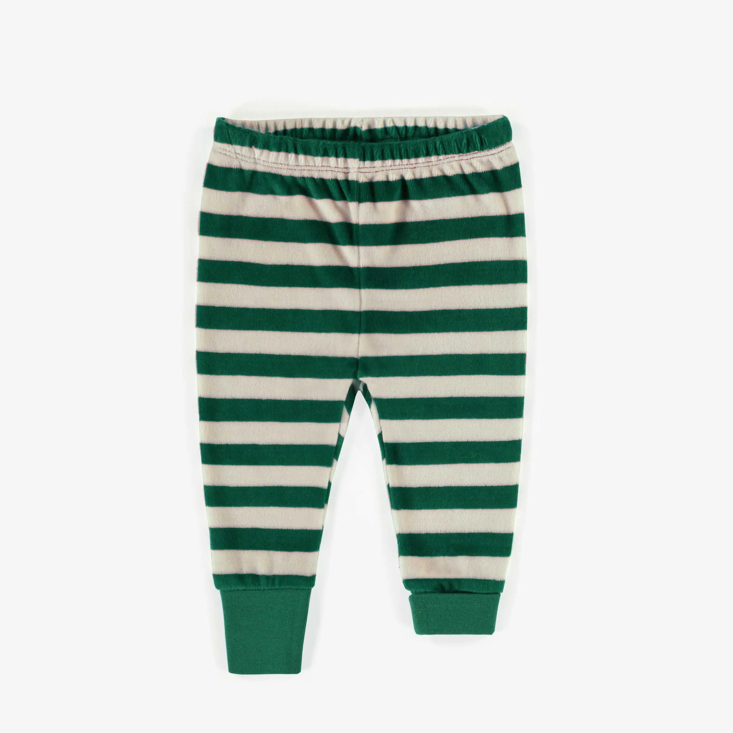 Pyjama vert des Fêtes deux-pièces en velours, bébé || Green two-pieces Holiday pajamas in velvet, baby