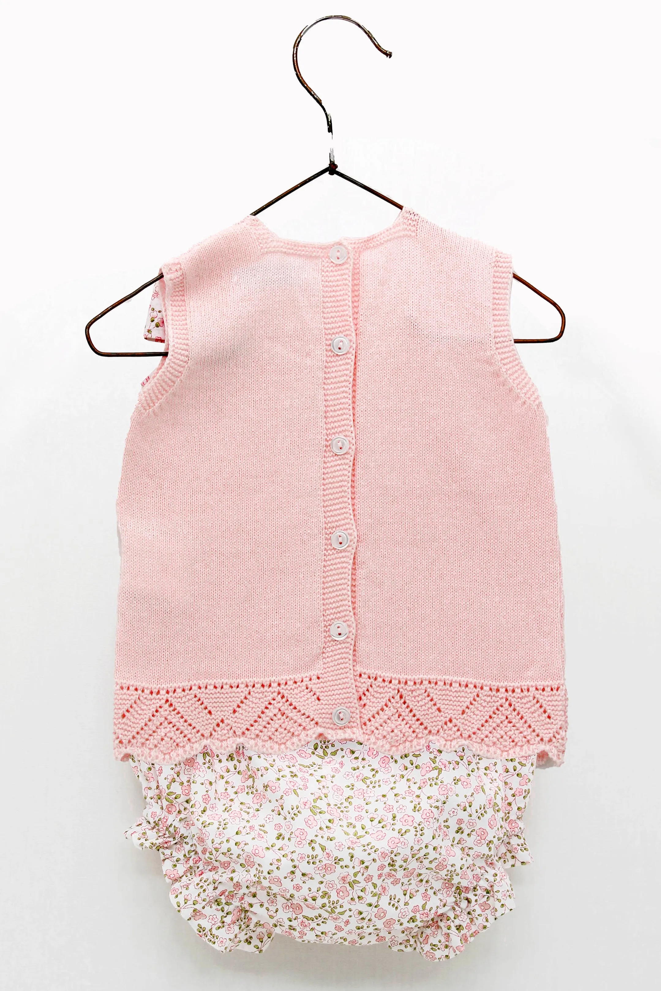 "Aiofe" Pink Knit Top & Floral Bloomers
