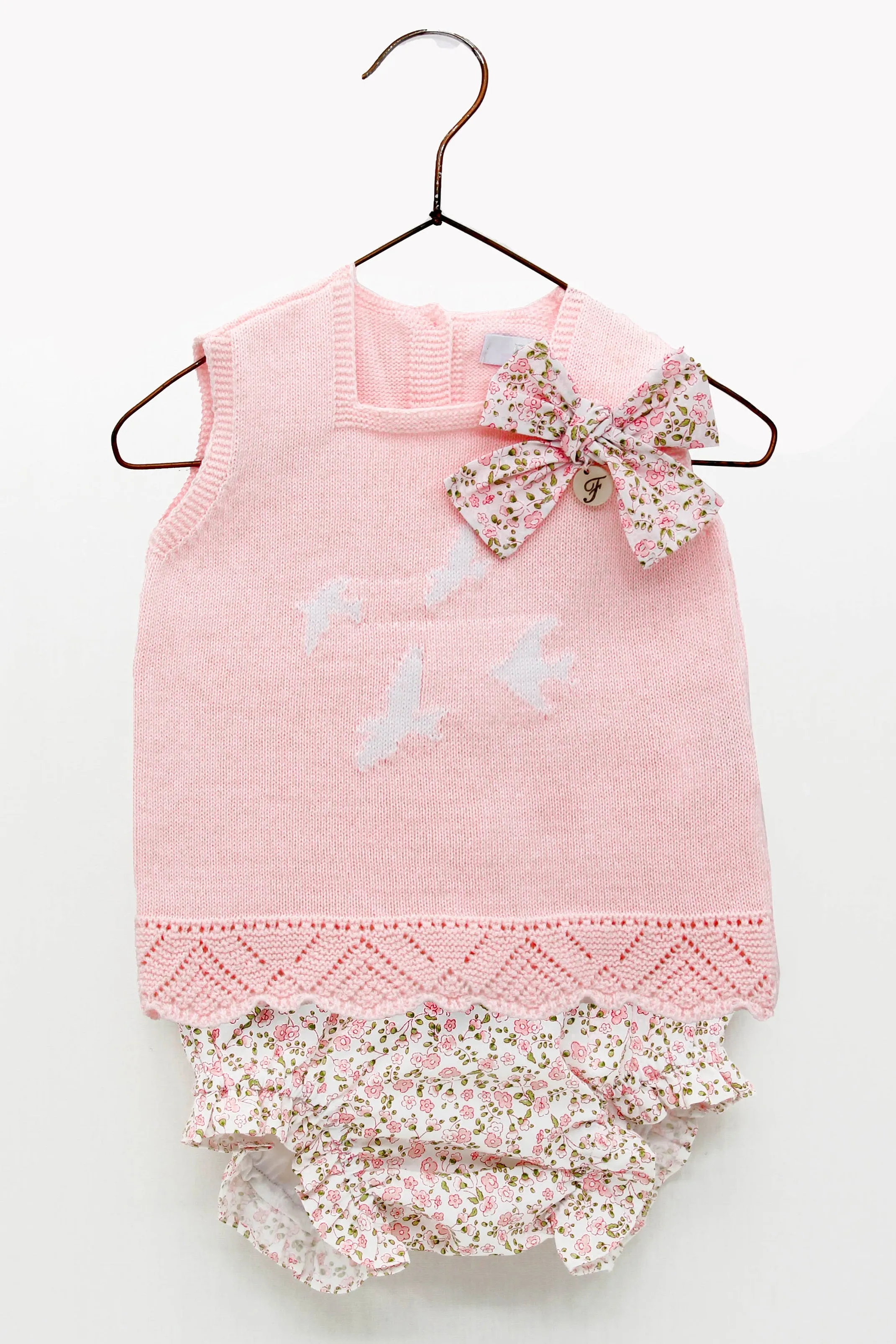"Aiofe" Pink Knit Top & Floral Bloomers