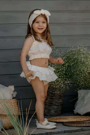 "Cassidy" Ecru Cheesecloth Top & Bloomers