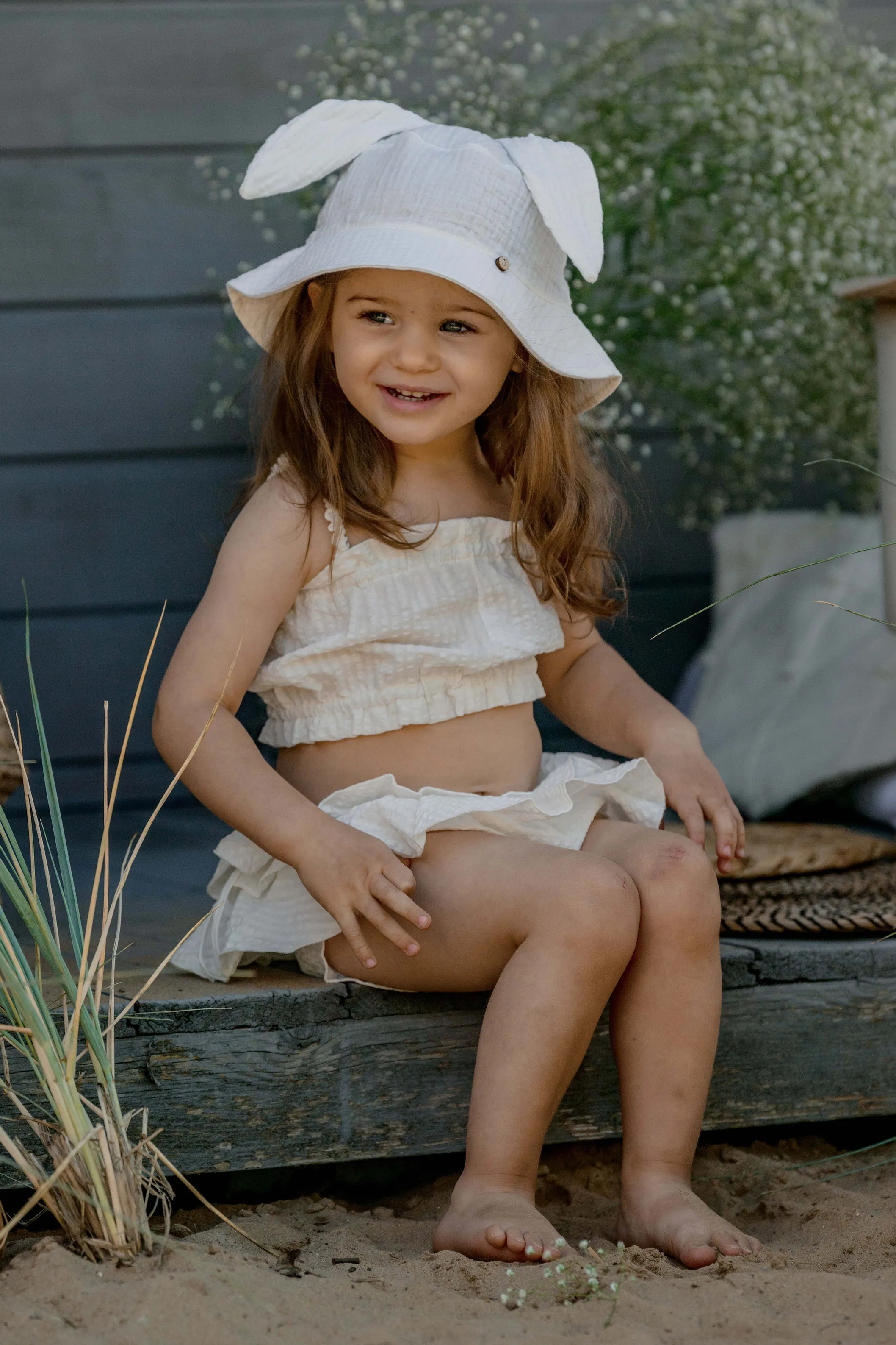 "Cassidy" Ecru Cheesecloth Top & Bloomers