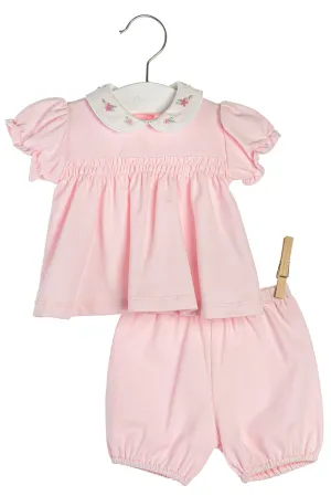 "Saskia" Pink Embroidered Top & Bloomers
