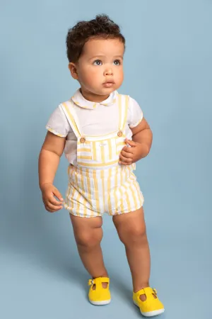 "Sawyer" Lemon Striped Dungarees & Shirt