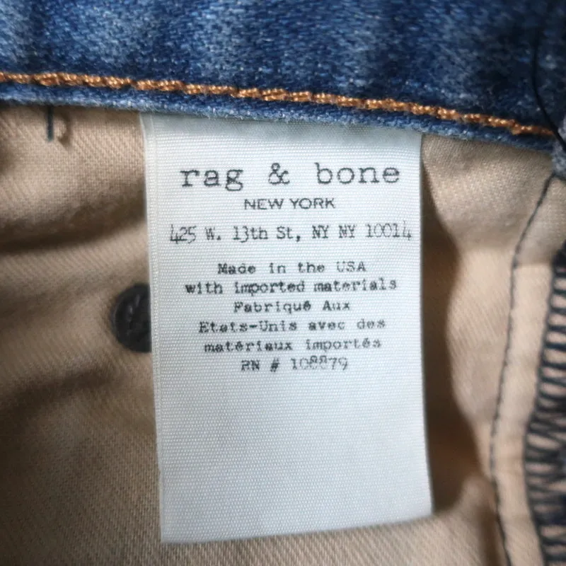 Rag & Bone Cutoff Shorts Marilyn Reverse Selvedge Denim Size 25