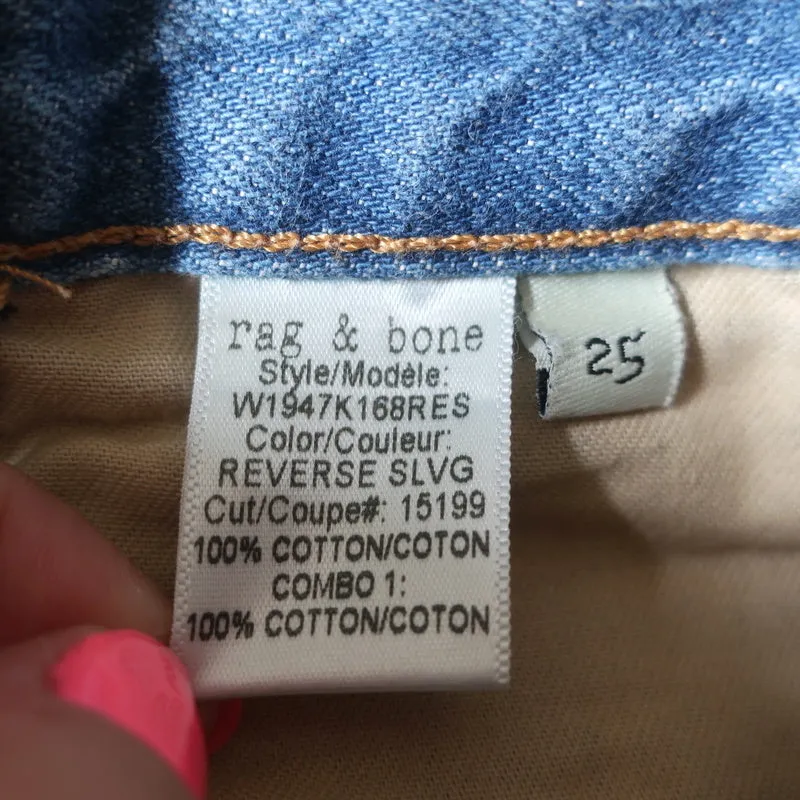 Rag & Bone Cutoff Shorts Marilyn Reverse Selvedge Denim Size 25