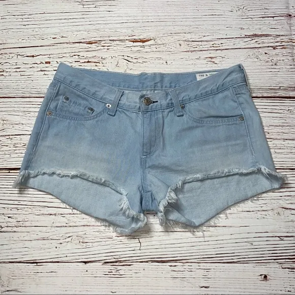 Rag &amp; Bone Cut Off Denim Shorts in Ashling Wash Sz 26