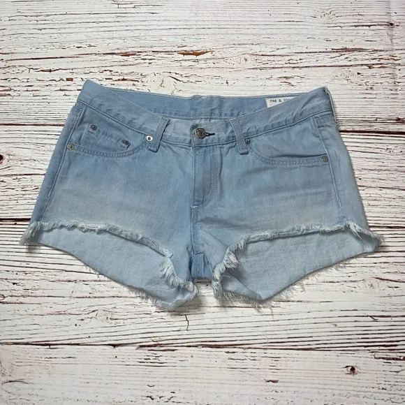 Rag &amp; Bone Cut Off Denim Shorts in Ashling Wash Sz 26