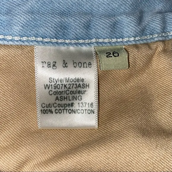 Rag &amp; Bone Cut Off Denim Shorts in Ashling Wash Sz 26