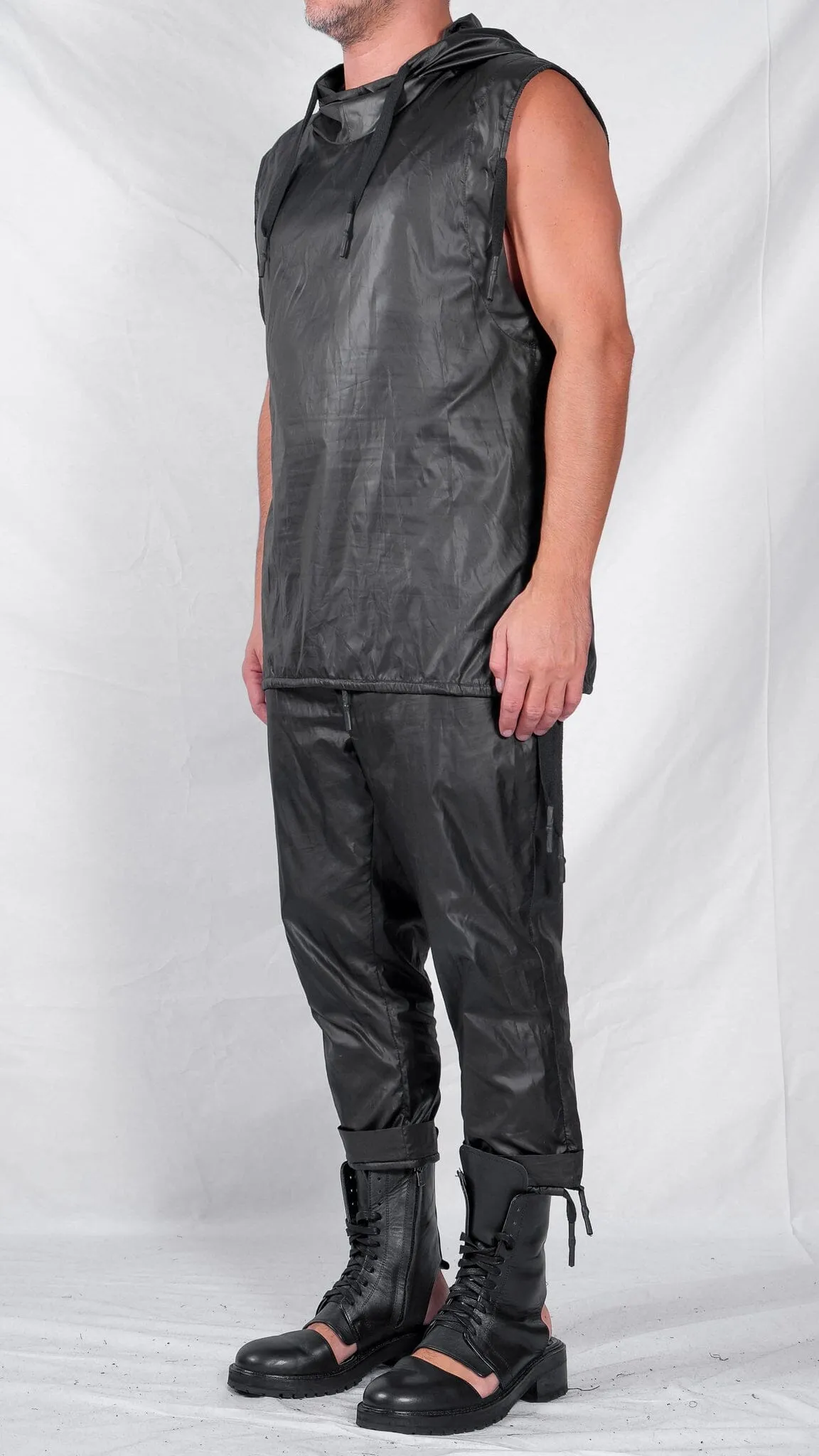 Raincoat Sleeveless Top with Hood
