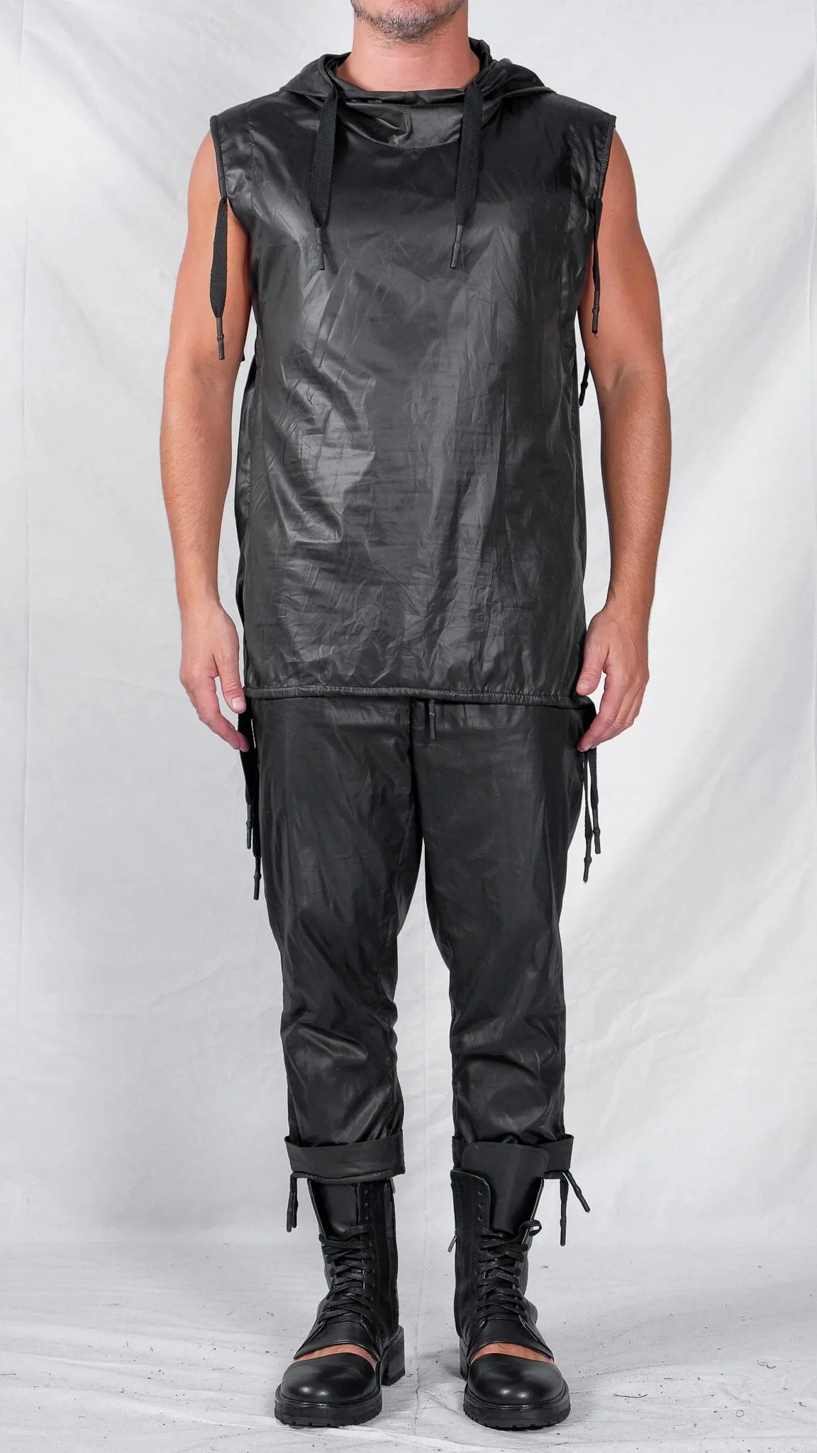 Raincoat Sleeveless Top with Hood