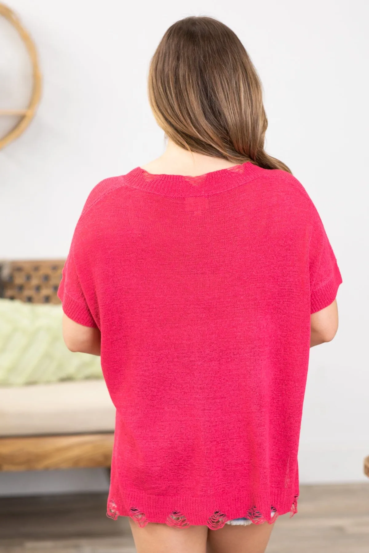 Raspberry Lightweight Sweater Knit Top