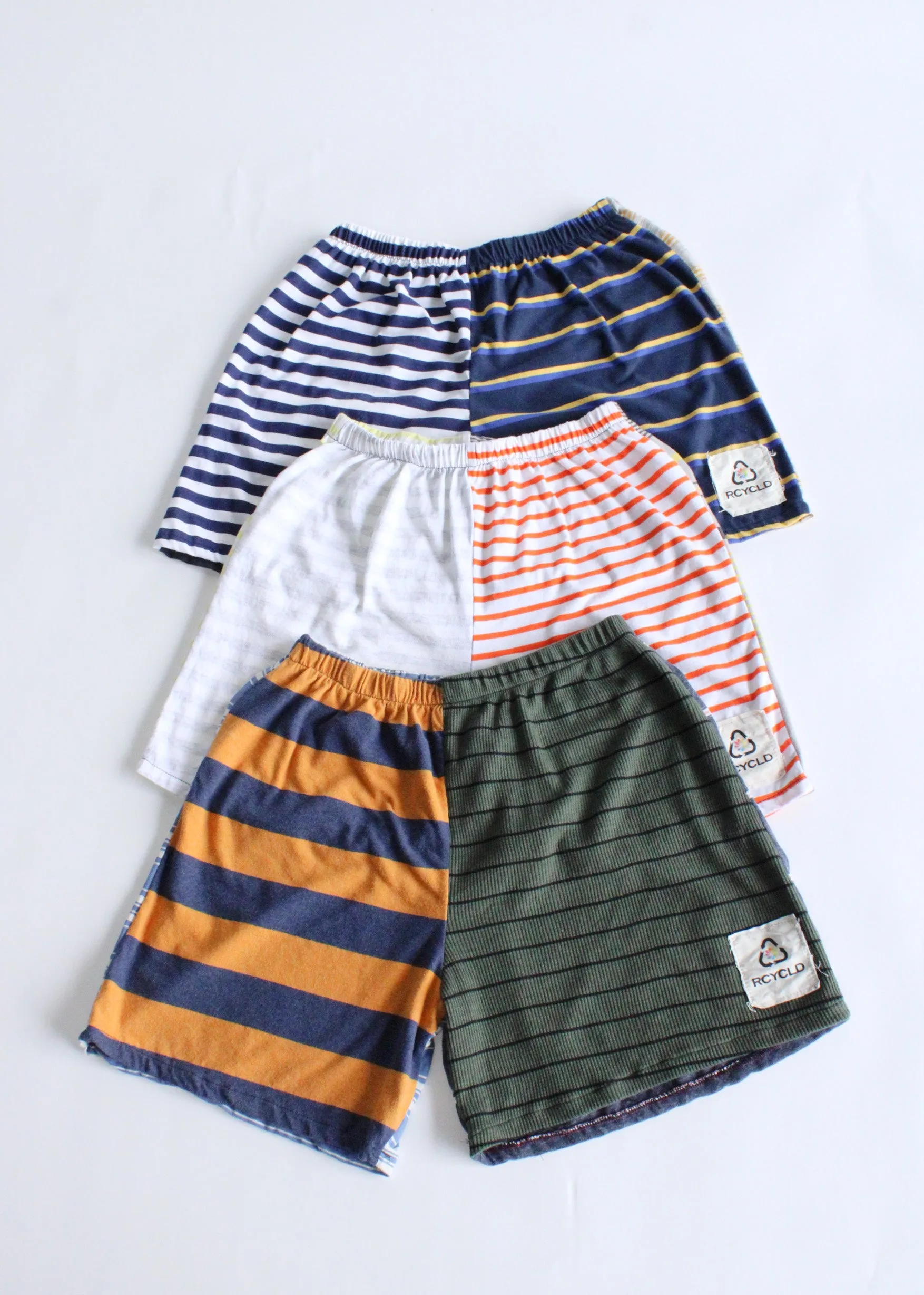RCYCLD Striped Pieced Tee Shorts