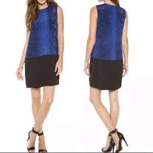 Rebecca Taylor Blue Snakeskin Shift Dress