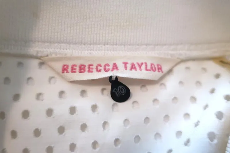 Rebecca Taylor Laser Cut Bomber Jacket White Twill Size 10