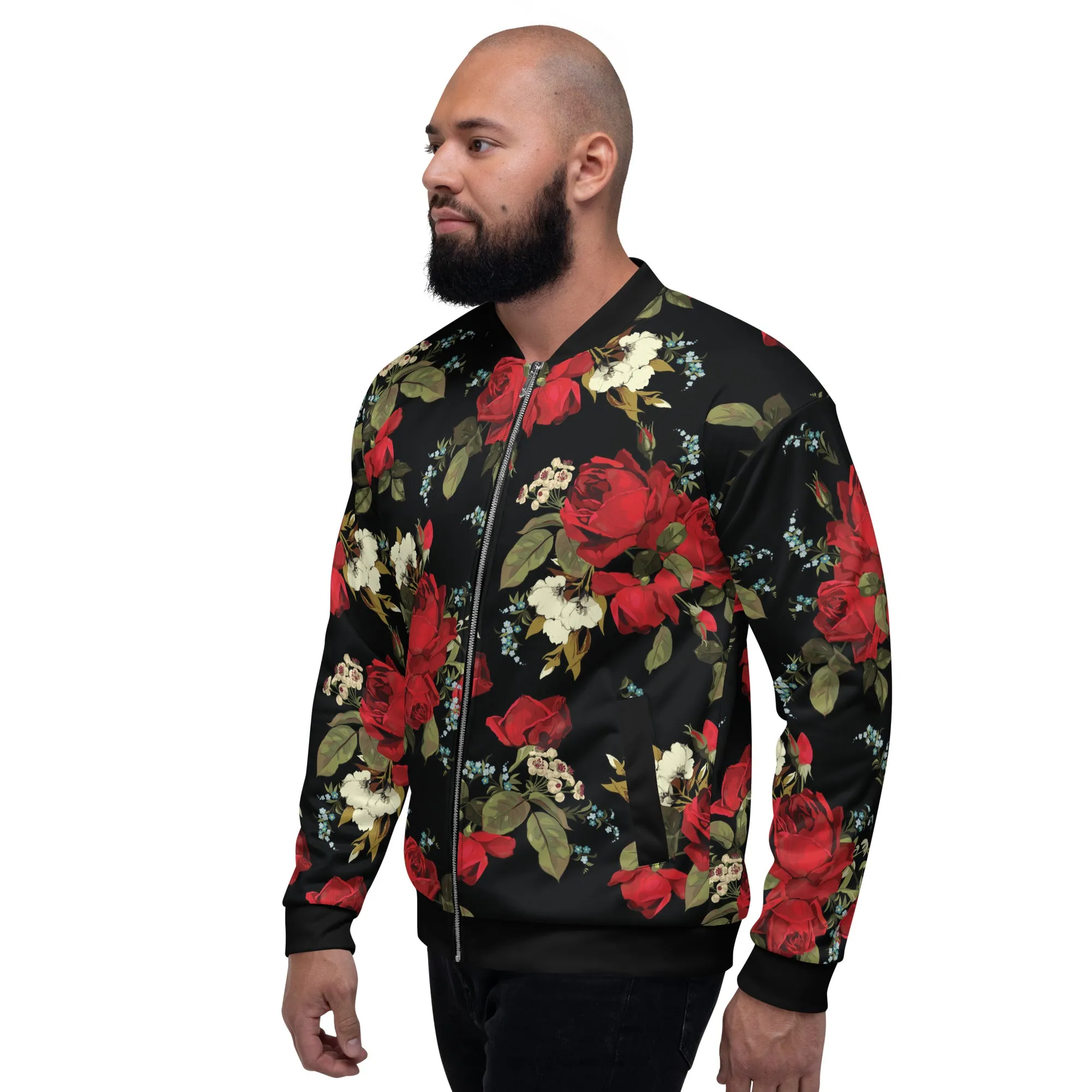 Red & Black Roses Bomber Jacket