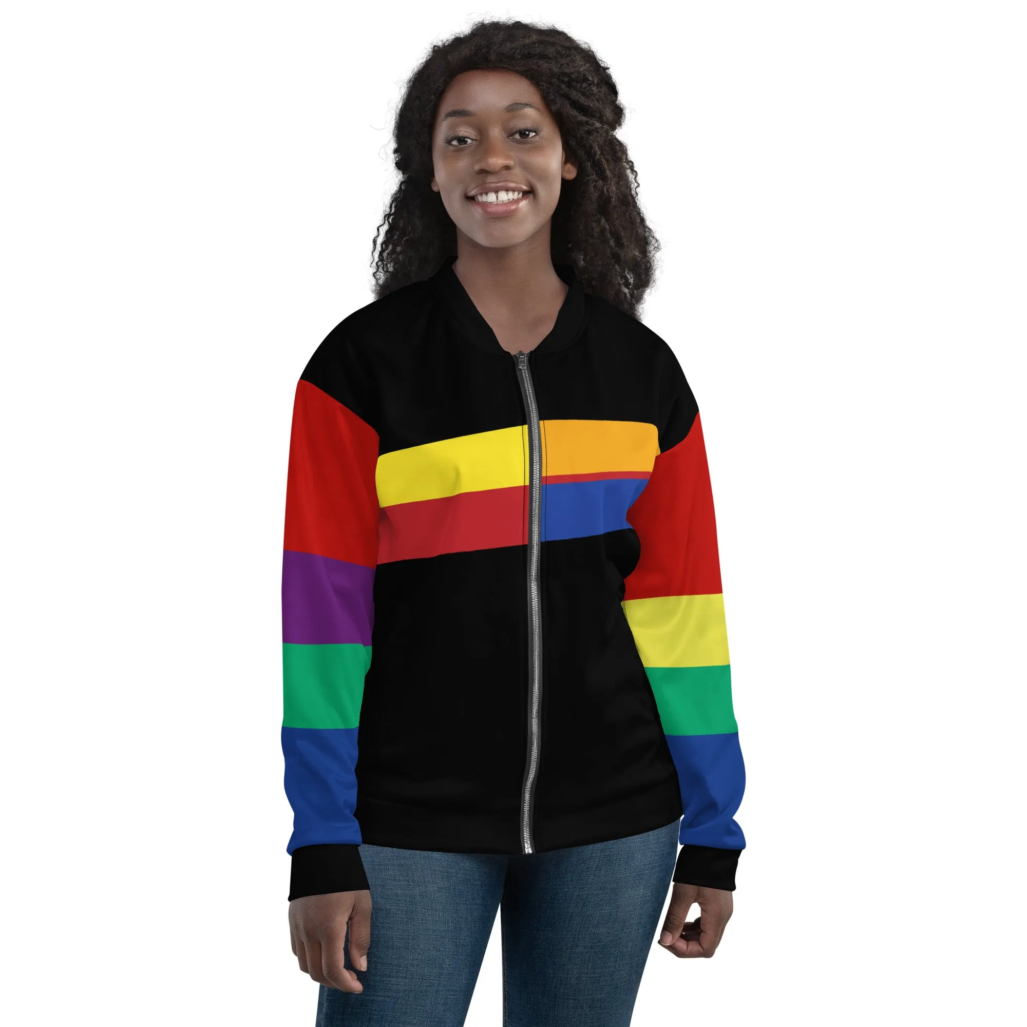 Retro Stripe Bomber Jacket