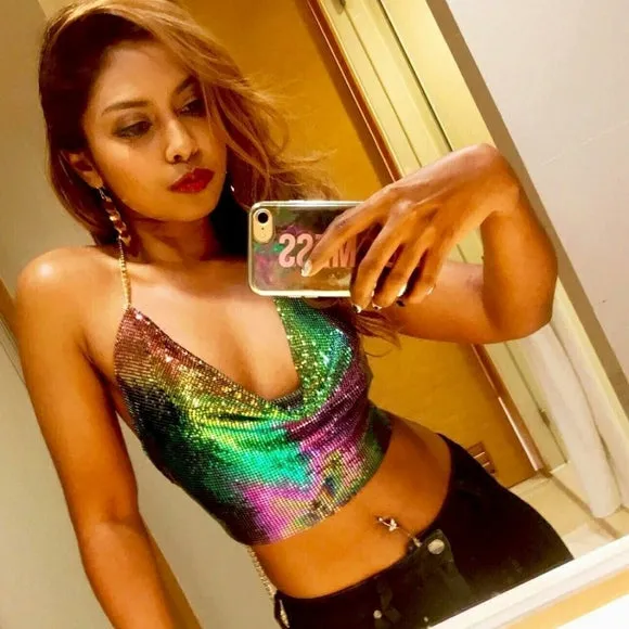 Rhinestone Chain Crop Top