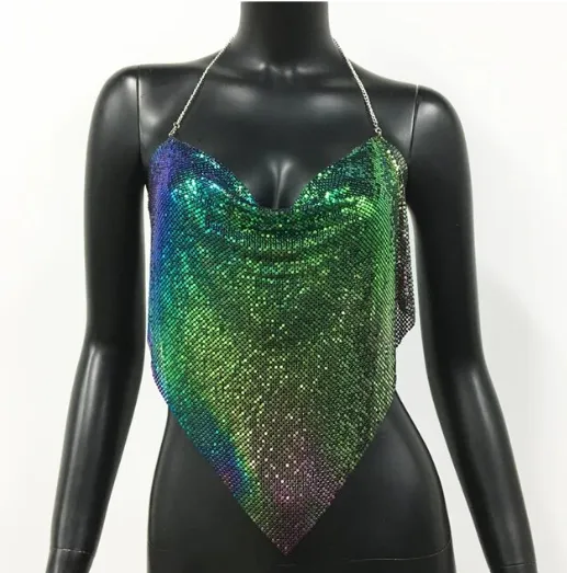 Rhinestone Chain Crop Top