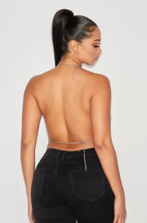 Rhinestone Chain Crop Top