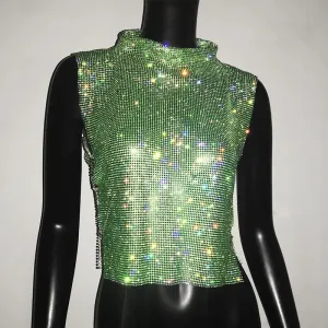 Rhinestone Mock Neck Top