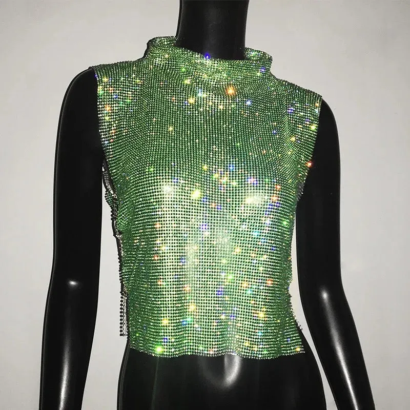 Rhinestone Mock Neck Top