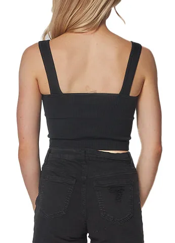 RIBBED SEAMLESS HOOK-AND-EYE CROPPED TANK TOP(SLT04) <Bundle>