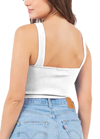RIBBED SEAMLESS HOOK-AND-EYE CROPPED TANK TOP(SLT04) <Bundle>