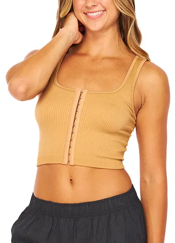 RIBBED SEAMLESS HOOK-AND-EYE CROPPED TANK TOP(SLT04) <Bundle>