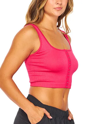 RIBBED SEAMLESS HOOK-AND-EYE CROPPED TANK TOP(SLT04) <Bundle>